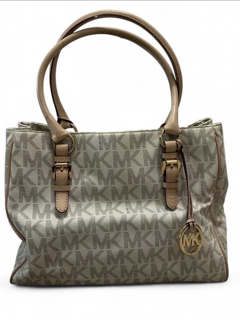 Michael Kors Tan MK Logo Tote with Gold Hardware